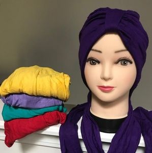 Turban with attached scarf